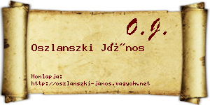 Oszlanszki János névjegykártya